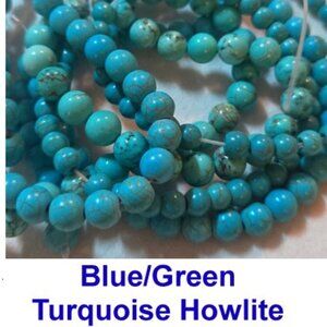 Blue/Green Turquoise Howlite  Natural Stone15" Strand